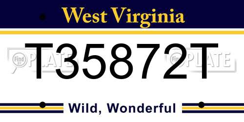T35872T West Virginia License Plate