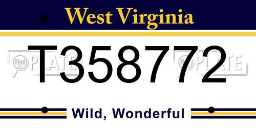 T358772 West Virginia License Plate