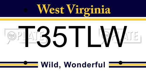 T35TLW West Virginia License Plate