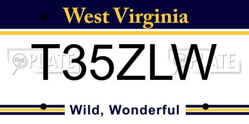 T35ZLW West Virginia License Plate