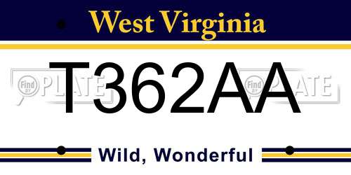 T362AA West Virginia License Plate