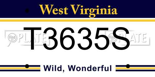 T3635S West Virginia License Plate