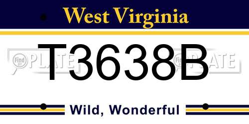 T3638B West Virginia License Plate