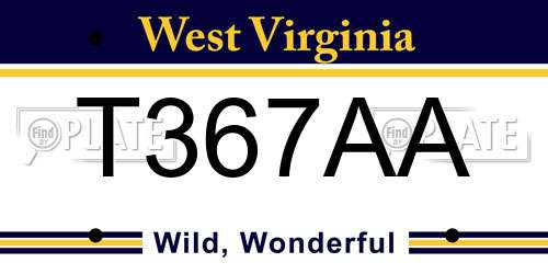 T367AA West Virginia License Plate