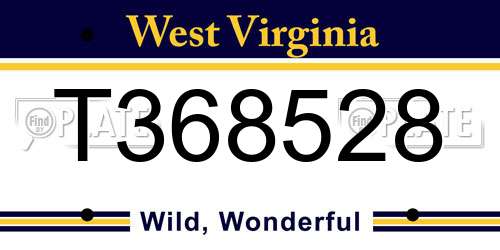 T368528 West Virginia License Plate