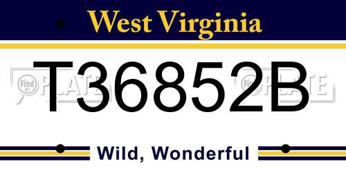 T36852B West Virginia License Plate