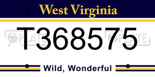 T368575 West Virginia License Plate