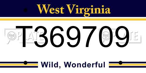 T369709 West Virginia License Plate