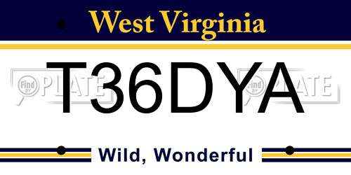 T36DYA West Virginia License Plate
