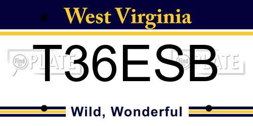 T36ESB West Virginia License Plate