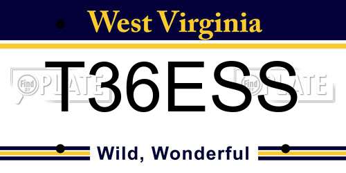 T36ESS West Virginia License Plate