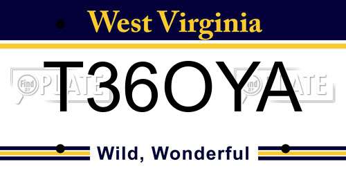 T36OYA West Virginia License Plate