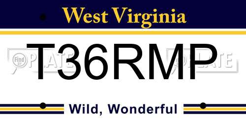 T36RMP West Virginia License Plate