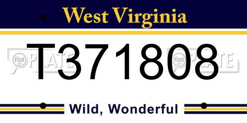 T371808 West Virginia License Plate