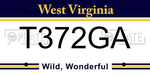 T372GA West Virginia License Plate