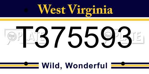 T375593 West Virginia License Plate
