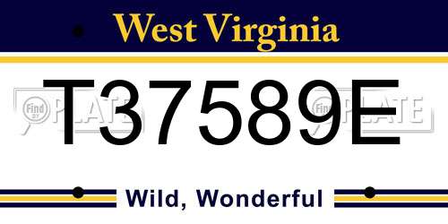T37589E West Virginia License Plate