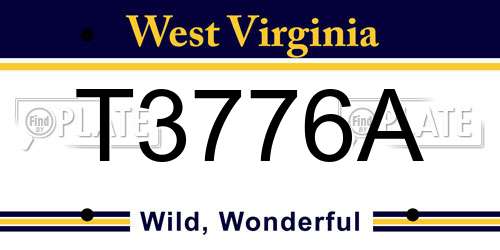 T3776A West Virginia License Plate