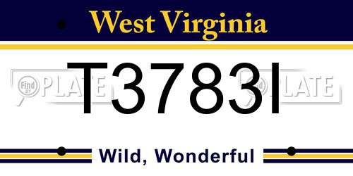 T3783I West Virginia License Plate