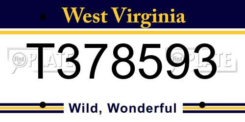 T378593 West Virginia License Plate