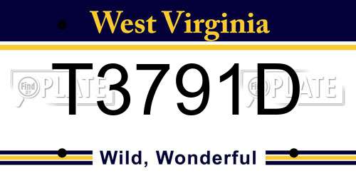 T3791D West Virginia License Plate
