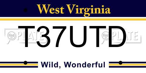 T37UTD West Virginia License Plate