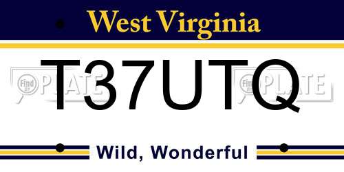 T37UTQ West Virginia License Plate
