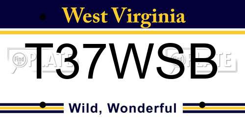 T37WSB West Virginia License Plate