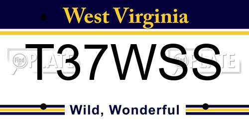 T37WSS West Virginia License Plate