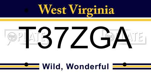 T37ZGA West Virginia License Plate