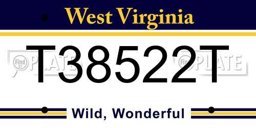 T38522T West Virginia License Plate