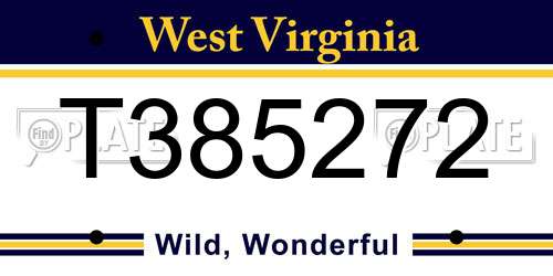 T385272 West Virginia License Plate