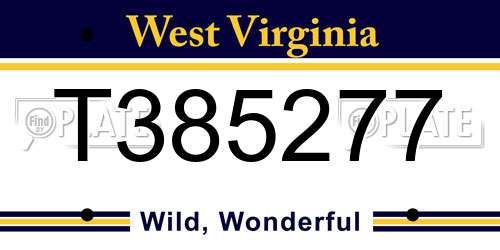 T385277 West Virginia License Plate