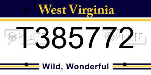 T385772 West Virginia License Plate