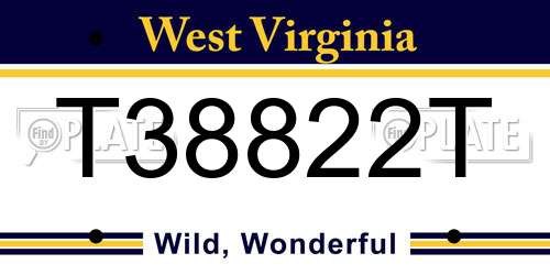 T38822T West Virginia License Plate
