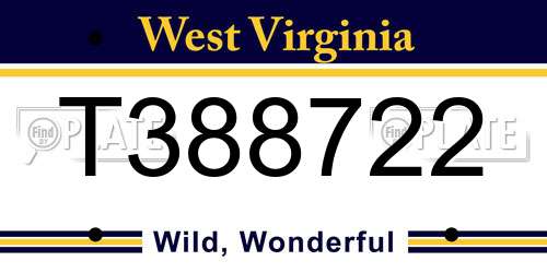 T388722 West Virginia License Plate