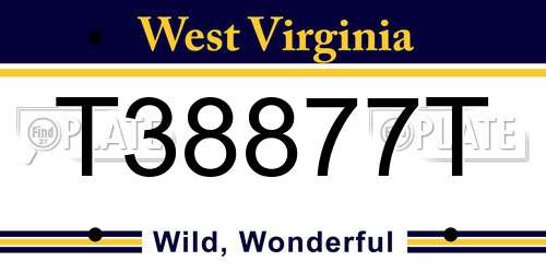 T38877T West Virginia License Plate
