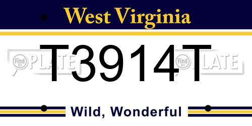 T3914T West Virginia License Plate