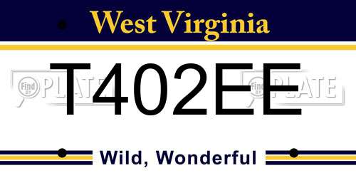 T402EE West Virginia License Plate