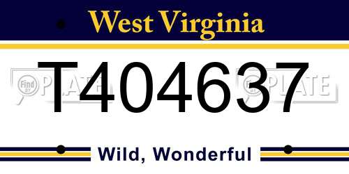 T404637 West Virginia License Plate