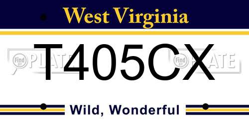 T405CX West Virginia License Plate