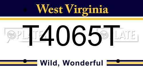 T4065T West Virginia License Plate