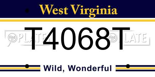 T4068T West Virginia License Plate