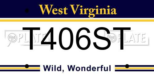 T406ST West Virginia License Plate