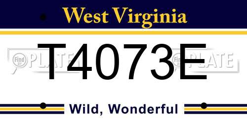 T4073E West Virginia License Plate