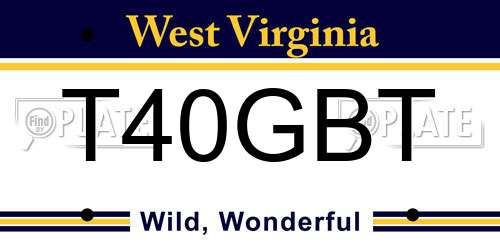 T40GBT West Virginia License Plate