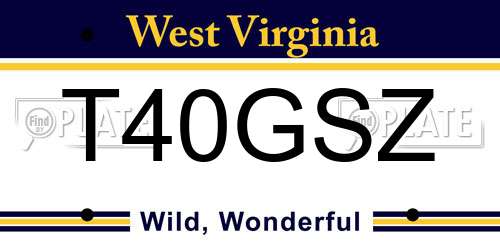 T40GSZ West Virginia License Plate