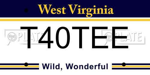 T40TEE West Virginia License Plate