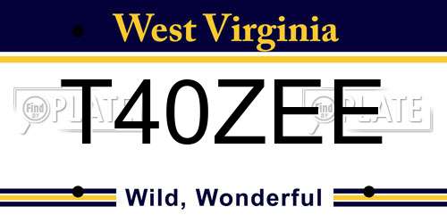 T40ZEE West Virginia License Plate