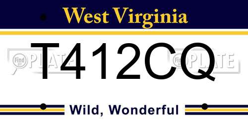 T412CQ West Virginia License Plate